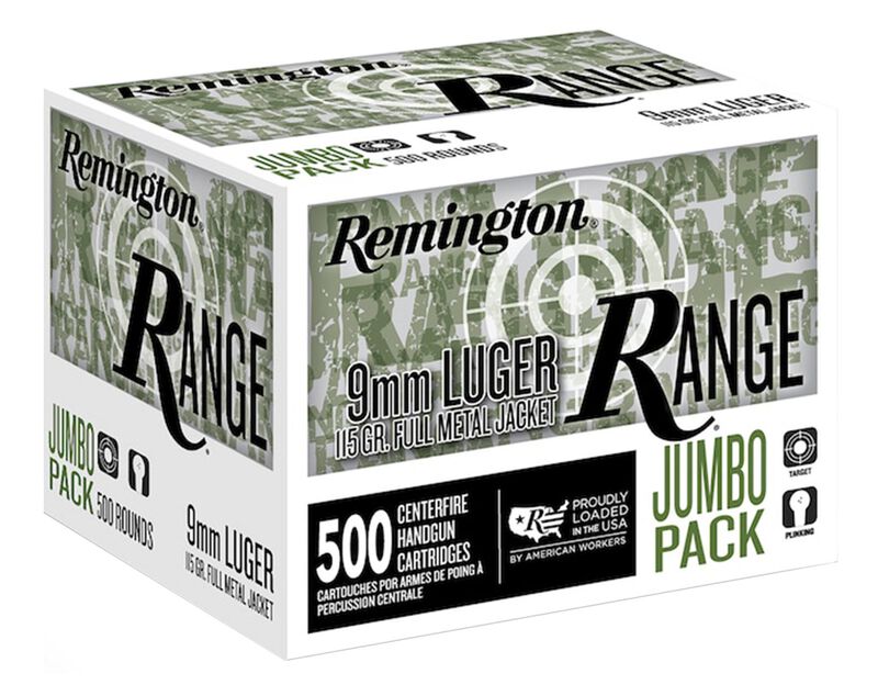 Remington Range, 9mm Luger, 115 Grain, Full Metal Jacket, 1145 fps